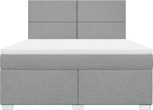 vidaXL Łóżko kontynentalne z materacem, jasnoszare, tkanina, 180x200cm 6