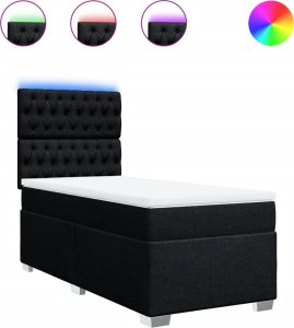 vidaXL Łóżko kontynentalne z materacem, czarne, tkanina, 90x200 cm 2