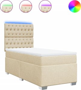 vidaXL Łóżko kontynentalne z materacem, kremowe, tkanina, 90x200 cm 2