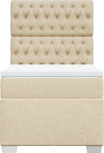 vidaXL Łóżko kontynentalne z materacem, kremowe, tkanina, 90x200 cm 6