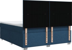 vidaXL Łóżko kontynentalne z materacem, niebieskie, tkanina, 180x200cm 12