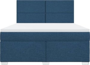 vidaXL Łóżko kontynentalne z materacem, niebieskie, tkanina, 180x200cm 6