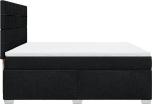 vidaXL Łóżko kontynentalne z materacem, czarne, tkanina 180x200 cm 11