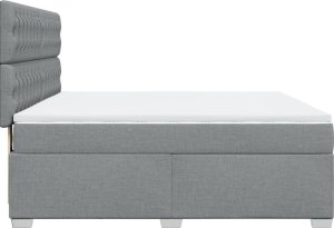 vidaXL Łóżko kontynentalne z materacem, jasnoszare, tkanina, 180x200cm 11