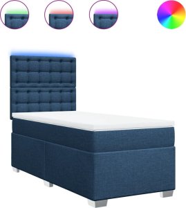 vidaXL Łóżko kontynentalne z materacem, niebieskie, tkanina, 90x200 cm 2