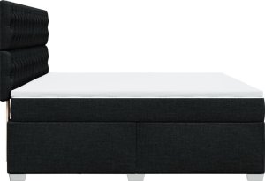 vidaXL Łóżko kontynentalne z materacem, czarne, tkanina 180x200 cm 11