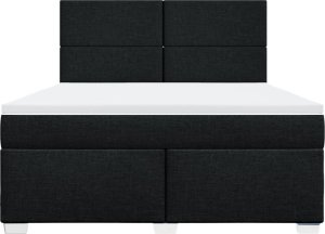 vidaXL Łóżko kontynentalne z materacem, czarne, tkanina 180x200 cm 6