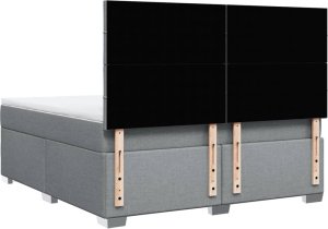 vidaXL Łóżko kontynentalne z materacem, jasnoszare, tkanina, 180x200cm 12