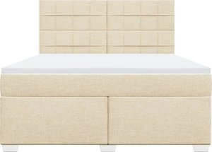 vidaXL Łóżko kontynentalne z materacem, kremowe, tkanina, 180x200 cm 6