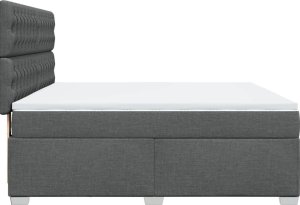 vidaXL Łóżko kontynentalne z materacem, ciemnoszara tkanina 180x200 cm 11
