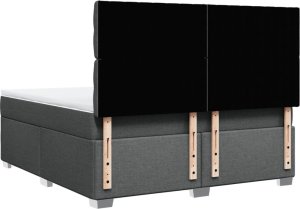 vidaXL Łóżko kontynentalne z materacem, ciemnoszara tkanina 180x200 cm 12