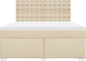 vidaXL Łóżko kontynentalne z materacem, kremowe, tkanina, 180x200 cm 6