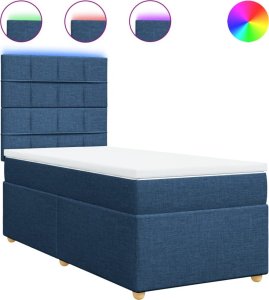 vidaXL Łóżko kontynentalne z materacem, niebieskie, tkanina, 90x200 cm 2