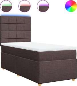 vidaXL Łóżko kontynentalne z materacem, brązowe, tkanina, 90x200 cm 2