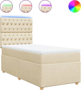 vidaXL Łóżko kontynentalne z materacem, kremowe, tkanina, 90x200 cm 2