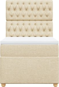 vidaXL Łóżko kontynentalne z materacem, kremowe, tkanina, 90x200 cm 6