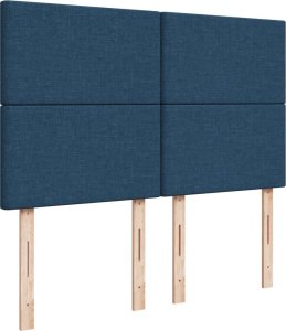 vidaXL Łóżko kontynentalne z materacem, niebieskie, tkanina 140x200 cm 9