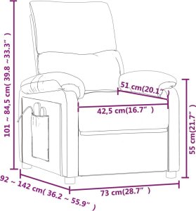 vidaXL Fotel masujący, jasnoszary, obity tkaniną 11