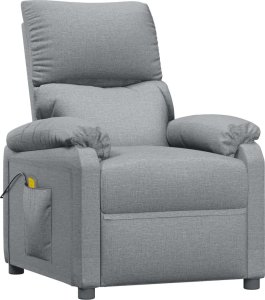 vidaXL Fotel masujący, jasnoszary, obity tkaniną 3