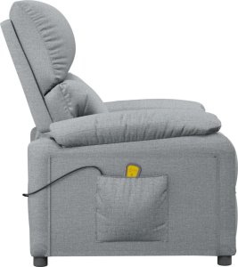vidaXL Fotel masujący, jasnoszary, obity tkaniną 5