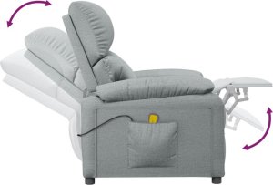 vidaXL Fotel masujący, jasnoszary, obity tkaniną 7