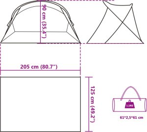 vidaXL Namiot plażowy typu pop-up, 2-os., lazurowy, wodoszczelny 12