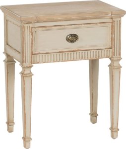 Bigbuy Home Stolik Nocny Krem Naturalny Drewno świerkowe Drewno MDF 56 x 36 x 68 cm 1