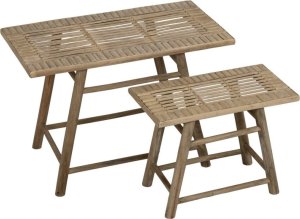 Bigbuy Home Stolik Naturalny Bambus 60 x 32 x 41 cm 42 x 21,5 x 32 cm 2 Części (2 Sztuk) 1