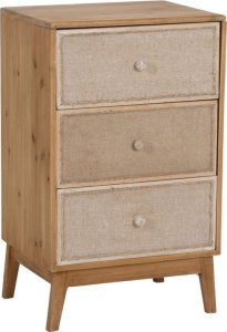 Bigbuy Home Stolik Nocny GEREL Naturalny Drewno świerkowe Drewno MDF Naturalne Włókno 46 x 37 x 76 cm 1