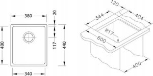 Zlewozmywak Kovinoplastyka Alveus Monarch KOMBINO 20 ANTRACYT zlewozmywak stalowy 380x440mm 5
