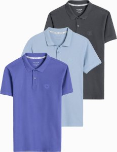 Ombre Zestaw koszulek męskich polo z dzianiny pique 3-pak - mix V20 Z28 M 1