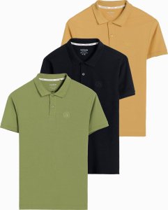 Ombre Zestaw koszulek męskich polo z dzianiny pique 3-pak - mix V21 Z28 XXL 1