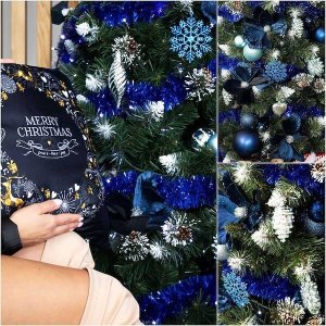 Springos Bombki choinkowe 4 szt. ozdoby świąteczne zawieszki 12 cm granatowe UNIWERSALNY 4