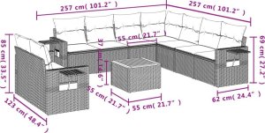 vidaXL 10-częściowy zestaw mebli ogrodowych z poduszkami, beżowy, polirattan 9