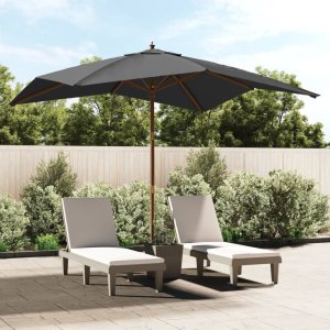 vidaXL Parasol ogrodowy na drewnianym słupku, antracyt, 300x300x273 cm Lumarko! 1