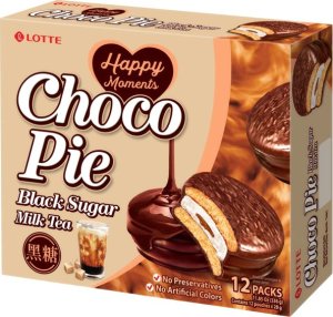 Lotte Choco Pie Black Sugar Milk Tea, całe pudełko (12 x 28g) - Lotte 1