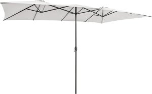 Costway Dwustronny parasol ogrodowy z wentylowanym dachem 426 x 265 x 260 cm beżowy 1