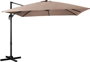 Costway Parasol tarasowy 3m z obrotem 360 brązowy 1