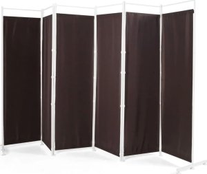 Costway Składany parawan 6-panelowy 300x180 cm brązowy 1