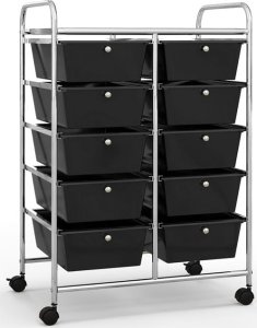 Costway Organizer do biura 10 szuflad czarny 1