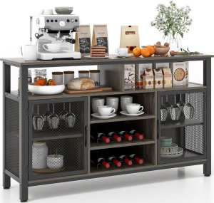 Costway Drewniany kredens w stylu industrialnym 140 x 40 x 82,5 cm 1