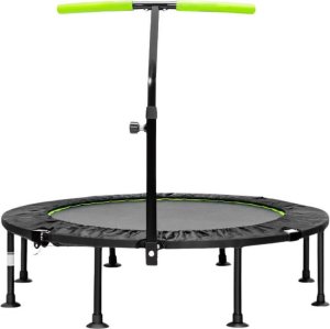 Costway Składana mini trampolina z regulowaną poręczą 1