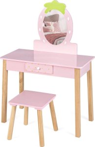Costway Drewniana toaletka dla dzieci 2 w 1 z lustrem 1