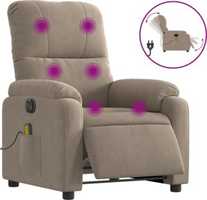 vidaXL vidaXL Rozkładany fotel elektryczny, masujący, kolor taupe, mikrofibra 2
