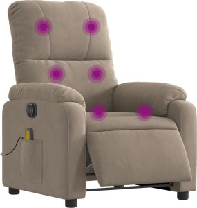 vidaXL vidaXL Rozkładany fotel elektryczny, masujący, kolor taupe, mikrofibra 3