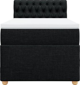 vidaXL Łóżko kontynentalne z materacem, czarne, tkanina, 90x200 cm 4