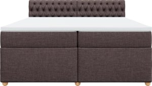 vidaXL vidaXL Łóżko kontynentalne z materacem, brązowe, tkanina, 200x200 cm 6