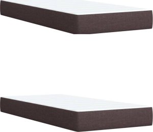 vidaXL vidaXL Łóżko kontynentalne z materacem, brązowe, tkanina, 200x200 cm 10