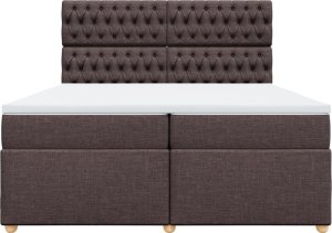 vidaXL Łóżko kontynentalne z materacem, brązowe, tkanina, 200x200 cm 4