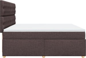 vidaXL Łóżko kontynentalne z materacem, brązowe, tkanina, 200x200 cm 5